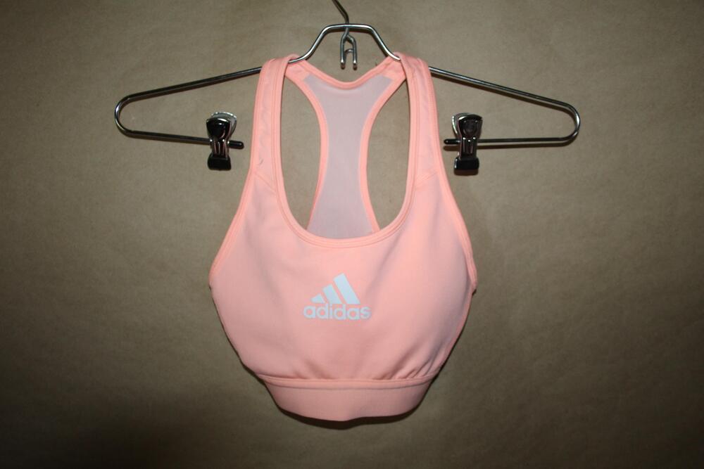 Adidas Bra Womens M Pink Racerback Mesh Sports Bra Medium Support Gym Training